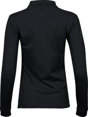 Luxury stretch long sleeve polo - Dame - Sort - Style 146 - Modekompagniet.dk
