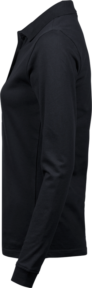 Luxury stretch long sleeve polo - Dame - Sort - Style 146 - Modekompagniet.dk