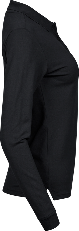 Luxury stretch long sleeve polo - Dame - Sort - Style 146 - Modekompagniet.dk