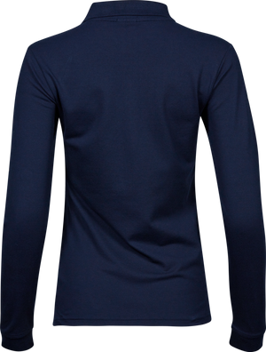 Luxury stretch long sleeve polo - Dame - Navy - Style 146 - Modekompagniet.dk