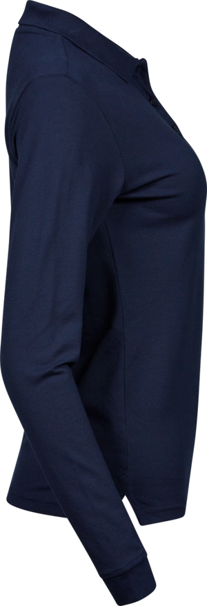 Luxury stretch long sleeve polo - Dame - Navy - Style 146 - Modekompagniet.dk