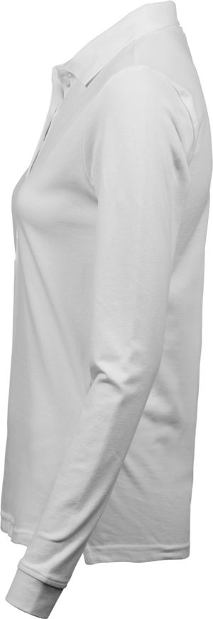 Luxury stretch long sleeve polo - Dame - Hvid - Style 146 - Modekompagniet.dk