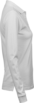 Luxury stretch long sleeve polo - Dame - Hvid - Style 146 - Modekompagniet.dk