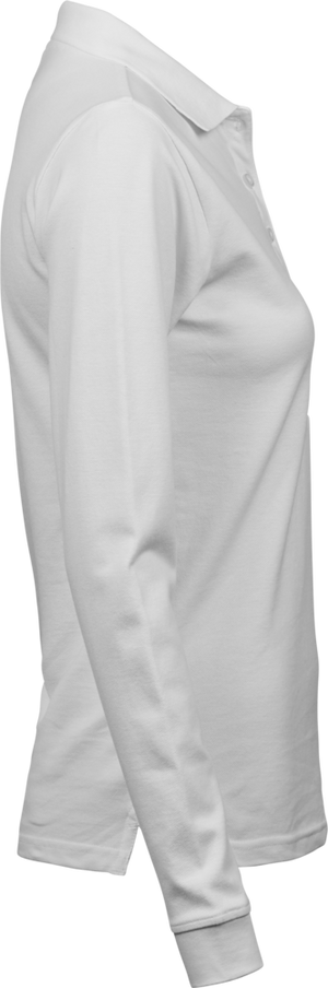 Luxury stretch long sleeve polo - Dame - Hvid - Style 146 - Modekompagniet.dk