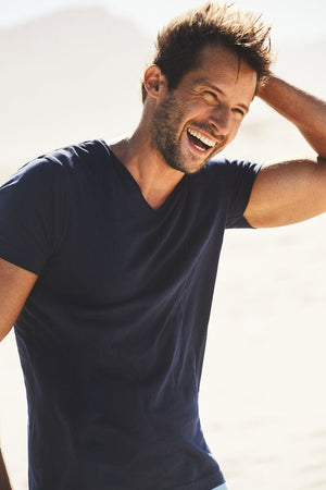 Heavy V-neck - Herre - Navy - Printer 2264024