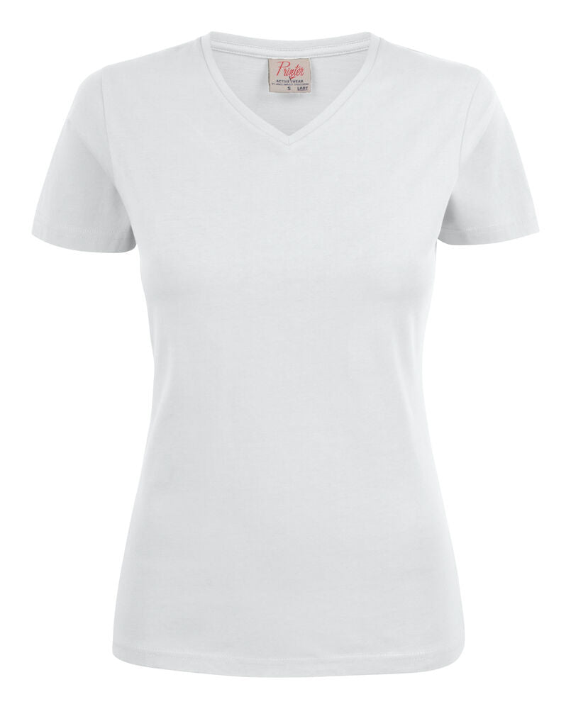 Heavy V-neck Dame - Hvid - Printer 2264025