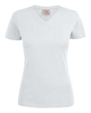 Heavy V-neck Dame - Hvid - Printer 2264025