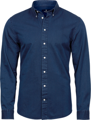 Casual twill shirt - Herre - Denim - Style 4002 - Modekompagniet.dk