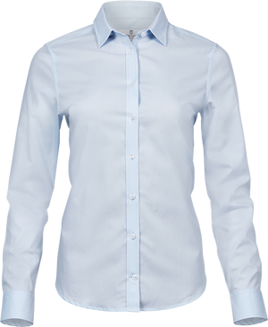 Stretch luxury shirt - Dame - Blå - Style 4025 - Modekompagniet.dk