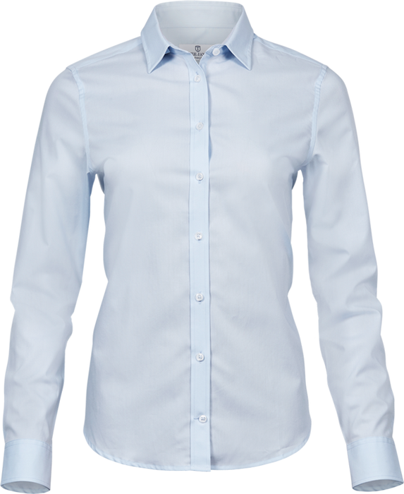 Stretch luxury shirt - Dame - Blå - Style 4025 - Modekompagniet.dk