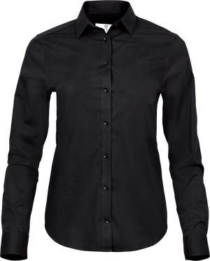 Stretch luxury shirt - Dame - Sort - Style 4025 - Modekompagniet.dk