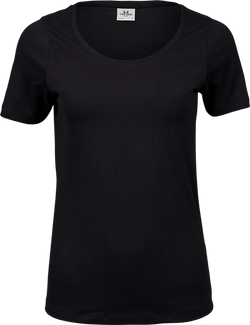 Stretch tee - Dame - Sort - Style 450 - Modekompagniet.dk