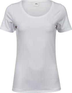 Stretch tee - Dame - Hvid - Style 450 - Modekompagniet.dk
