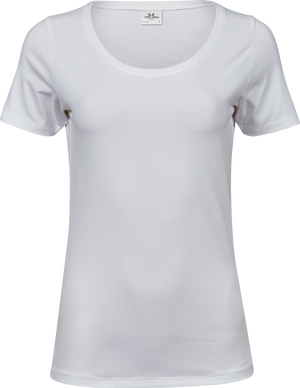 Stretch tee - Dame - Hvid - Style 450 - Modekompagniet.dk