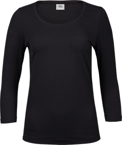 3/4 stretch sleeve tee - Dame - Sort - Style 460 - Modekompagniet.dk