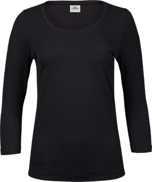 3/4 stretch sleeve tee - Dame - Sort - Style 460 - Modekompagniet.dk