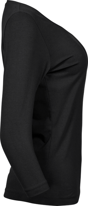 3/4 stretch sleeve tee - Dame - Sort - Style 460 - Modekompagniet.dk