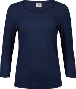 3/4 stretch sleeve tee - Dame - Navy - Style 460 - Modekompagniet.dk