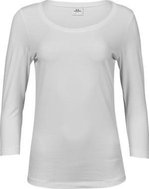3/4 stretch sleeve tee - Dame - Hvid - Style 460 - Modekompagniet.dk