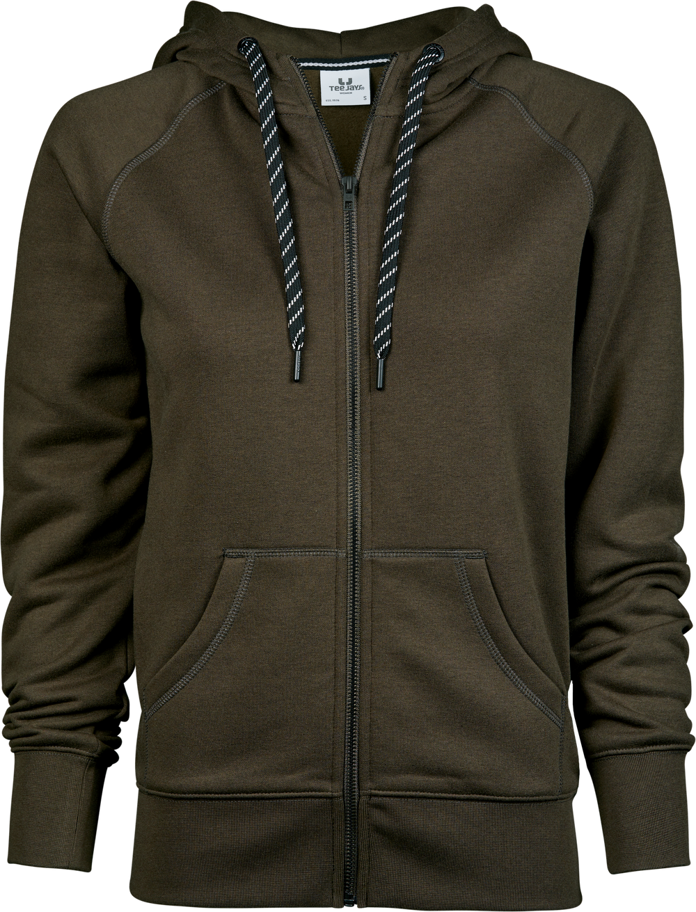 Fashion full zip hood - Dame - Oliven - Style 5436 - Modekompagniet.dk