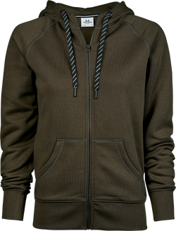 Fashion full zip hood - Dame - Oliven - Style 5436 - Modekompagniet.dk