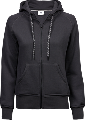 Fashion full zip hood - Dame - Mørk grå - Style 5436 - Modekompagniet.dk