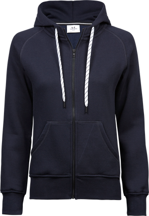 Fashion full zip hood - Dame - Navy - Style 5436 - Modekompagniet.dk