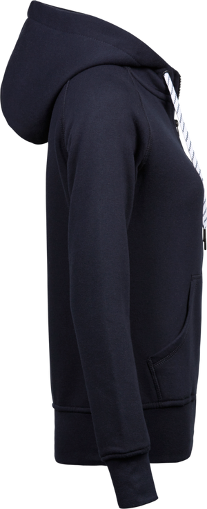 Fashion full zip hood - Dame - Navy - Style 5436 - Modekompagniet.dk