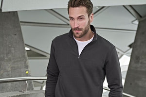 Half zip sweatshirt med lommer- Herre - Navy - Style 5438