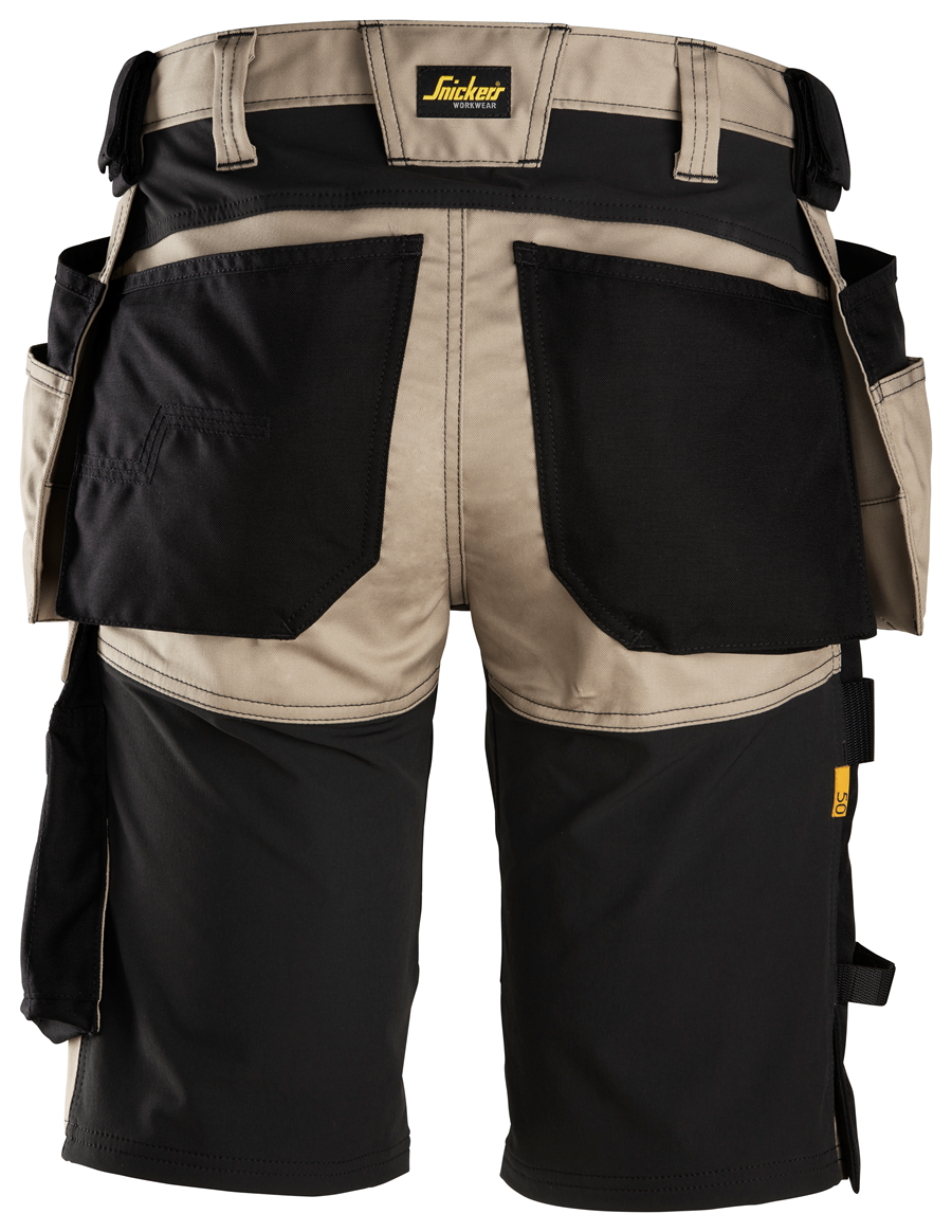 Snickers 6141, AllroundWork håndværkershorts, Khaki/Sort - Modekompagniet.dk