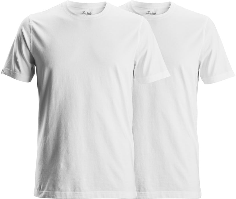 Basic T-shirt, 2-pak.  - Hvid - Unisex - Snickers 2529 - Modekompagniet.dk