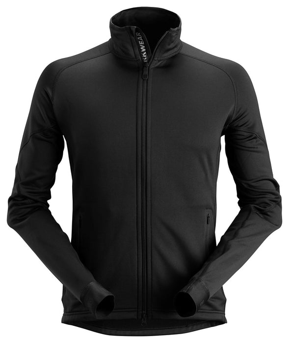 Polartec® Power Stretch® 2.0 jakke i stretchfleece med lynlås - Sort - Snickers 8003 - Modekompagniet.dk