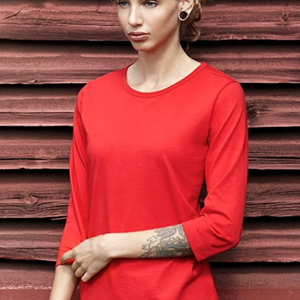 3/4 Ærmet T-shirt - Dame - Rød - ID313 - Modekompagniet.dk