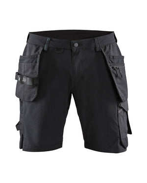 Håndværkershorts 4-vejs stretch, Herre/Dame, Sort/ Mørk Grå - Blåkläder  1520-1645-9998