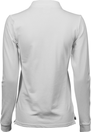 Luxury stretch long sleeve polo - Dame - Hvid - Style 146 - Modekompagniet.dk