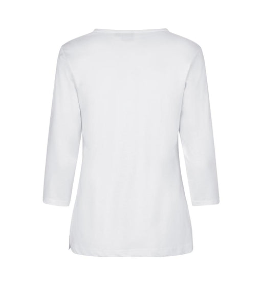 3/4 Ærmet T-shirt - Dame - Hvid - ID313 - Modekompagniet.dk